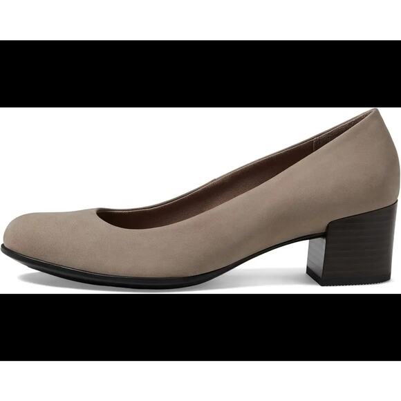 ECCO taupe Dress Classic 35 Pump block low heels  sz 5.5 new $170 - Picture 4 of 7